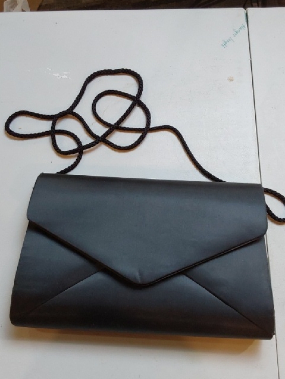 Carolyne Barton|Classic Black Envelope Satin Shoulder Clutch Bag Evening Large